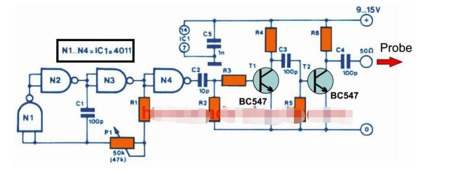 用于排除音频设备故障基于IC4011的信号注入器电路