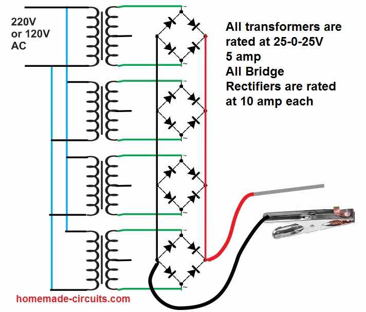 如何利用5安培變壓器和大電流橋式整流器來構造小型焊接機？