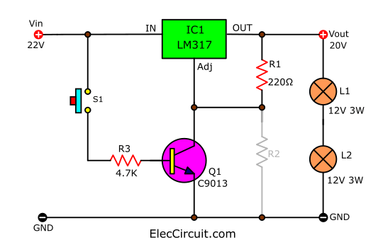 LM317晶體管作為開關(guān)