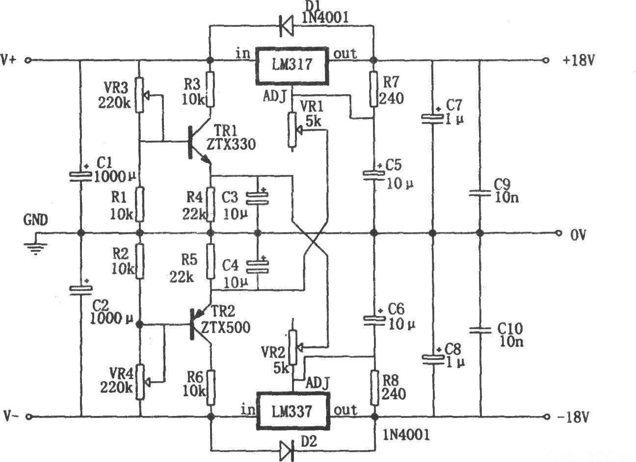 LM317構(gòu)成的0～±30V、1.5A電源電路