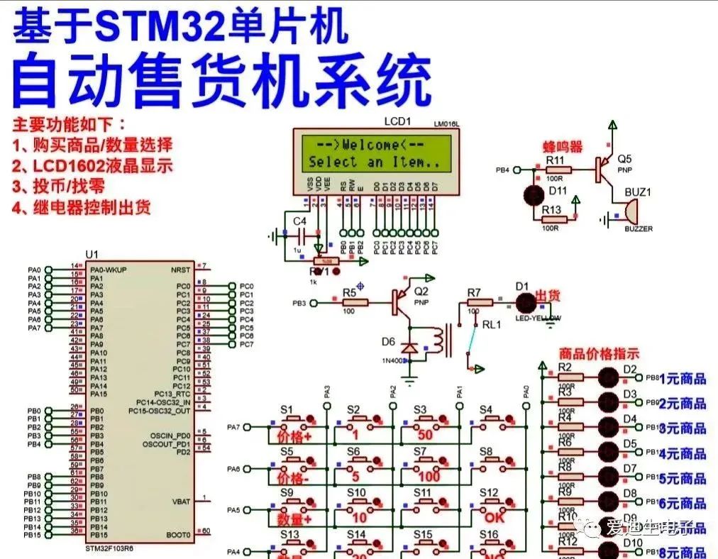 STM32单片机自动售货机系统设计