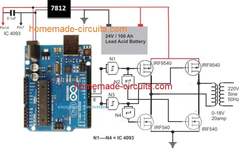 基于微處理器的Arduino全橋逆變器電路圖講解