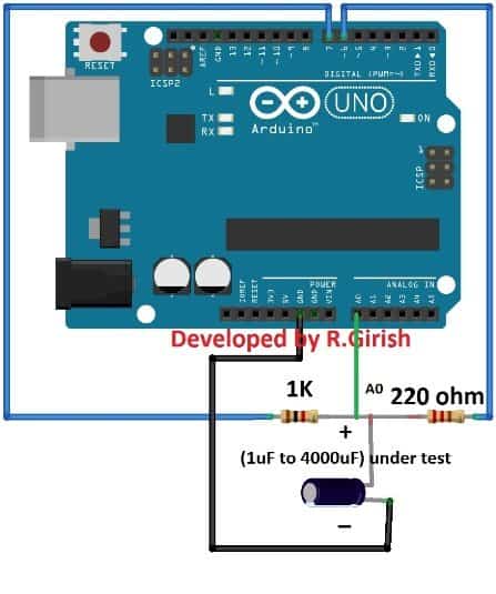 如何使用Arduino构建一个数字电容表电路？