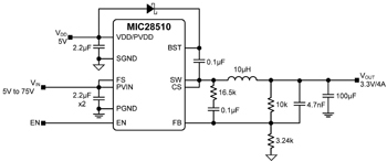 MIC28510YJL可调式同步降压稳压器