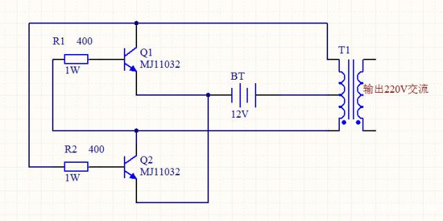 說一個很簡單的12 V轉220 V逆變器的電路圖