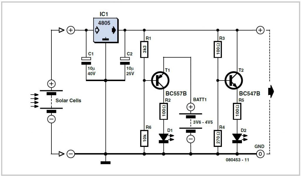 太陽能電池電壓調節器電路原理圖