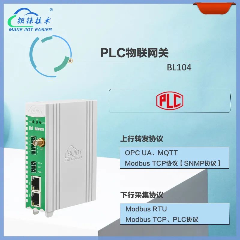 PLC物联网网关BL104支持现PLC协议转MQTT、OPC UA、Modbus TCP等协议