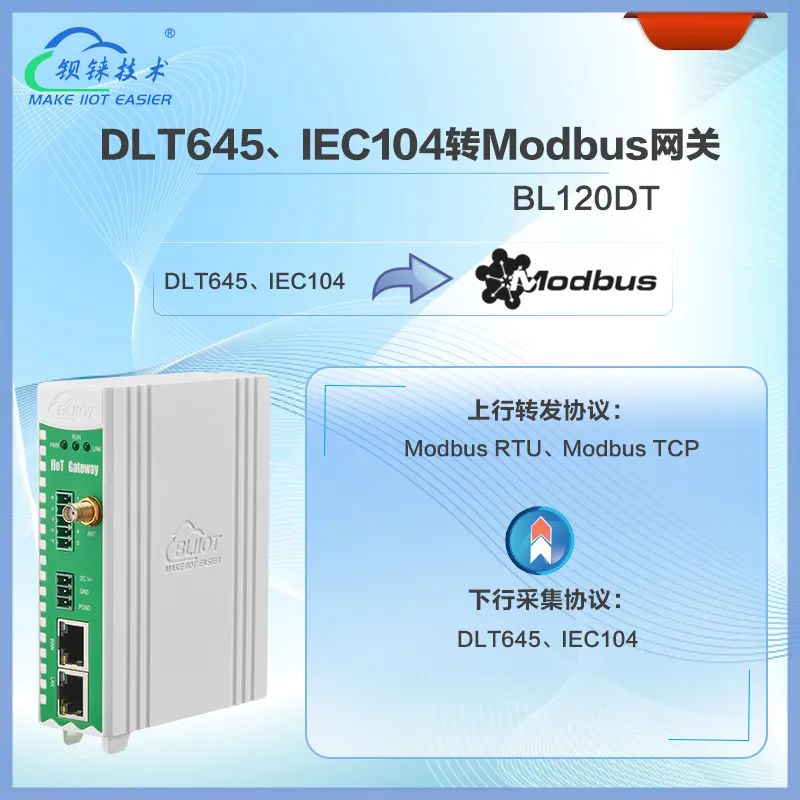 DLT645、IEC104轉Modbus協議轉換網關BL120DT