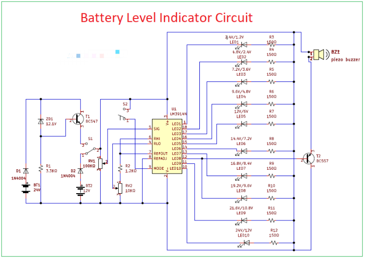 电池电量指示器电路图分享
