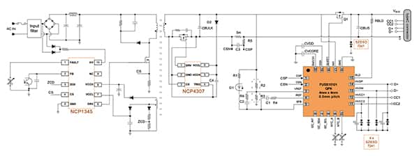 USB-C PD 3.0 PPS 主電源充電器的主電路圖（點擊放大）