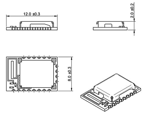 Würth Elektronik 的 Setebos-I 2.4 GHz 無線電模塊的示意圖