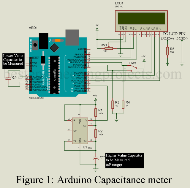 Arduino電容儀表電路