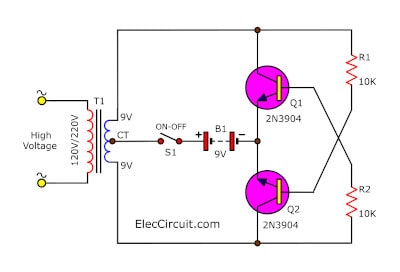 使用2SC1815晶体管构建的小型高电压冲击电路