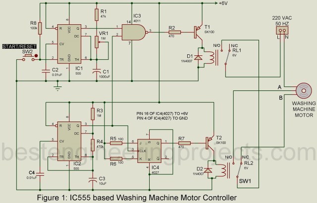 洗衣機電機控制電路采用555