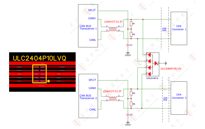 雷卯推出超小体积四路CanBus ESD防护器件