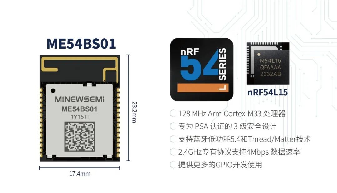 創(chuàng)新微MinewSemi推出基于Nordic nRF54系列<b class='flag-5'>芯片</b> SoC <b class='flag-5'>低功耗</b><b class='flag-5'>藍(lán)牙</b>5.4模組