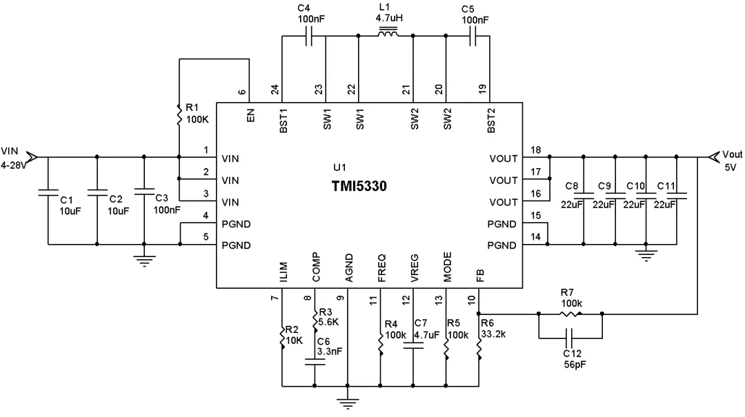 <b class='flag-5'>高效率</b>，全集成4-MOSFET 升降壓轉(zhuǎn)換器TMI5330