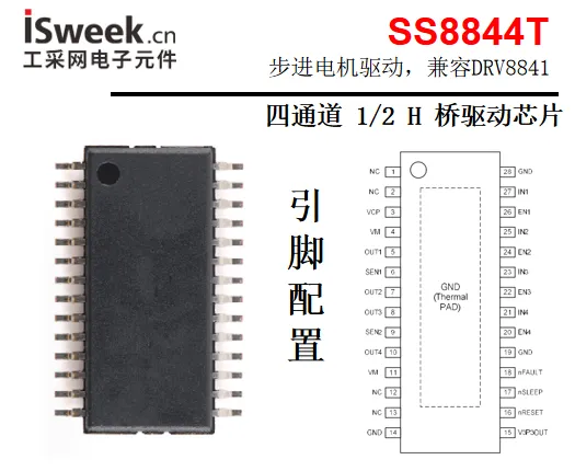 SS8844T-步进电机驱动IC-双通道H桥电流控制电机驱动器