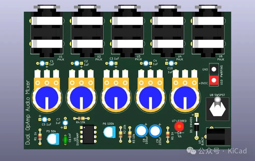 <b class='flag-5'>Made</b> with <b class='flag-5'>KiCad</b>（九<b class='flag-5'>十二</b>）：雙運放音頻混音器