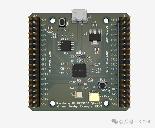 Made with KiCad（九十一）：基于 RP2350 的<b class='flag-5'>最小系統</b>設計