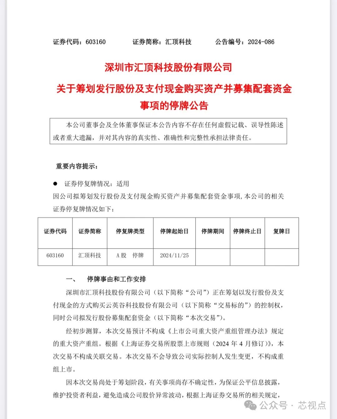 匯頂科技官宣收購(gòu)云英谷 匯頂科技周一起停牌