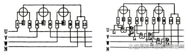 关于电源三相四线电表接线图