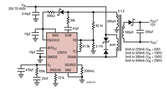 <b class='flag-5'>560V</b><b class='flag-5'>輸入</b>、<b class='flag-5'>無(wú)光</b><b class='flag-5'>隔離</b><b class='flag-5'>反</b><b class='flag-5'>激</b><b class='flag-5'>式</b><b class='flag-5'>轉(zhuǎn)換器</b>