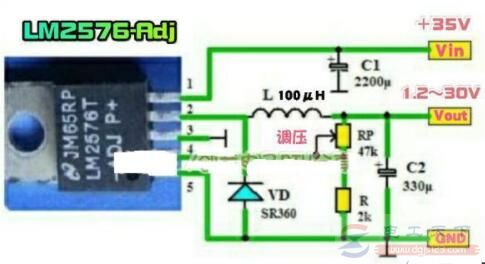 使用LM2576制作1.2～30V可调稳压电源电路