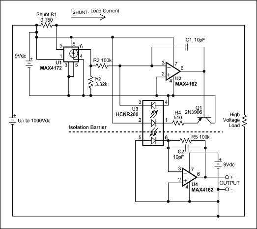 利用光电耦合器将高端电流检测器的工作电压扩展至1kV