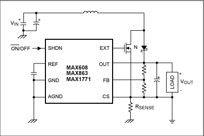 电路连接为PFM升压转换器增加了电流模式操作