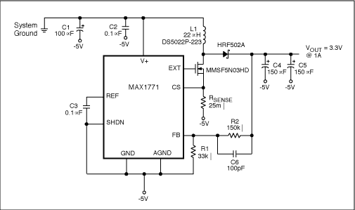 简单的电路从-3V产生+3.1V/5A电压