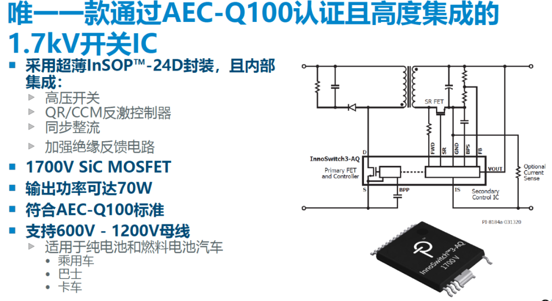 PI推出集成SiC MOSFET的車規(guī)級反激式開關(guān)IC