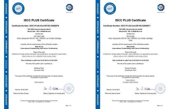 TÜV南德为<b class='flag-5'>智利</b>Haru Oni项目颁发ISCC认证证书