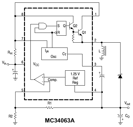 MC34063或MC33063接成標準的DC—DC電路