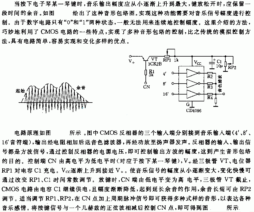 數字式電子琴包絡發生器電路