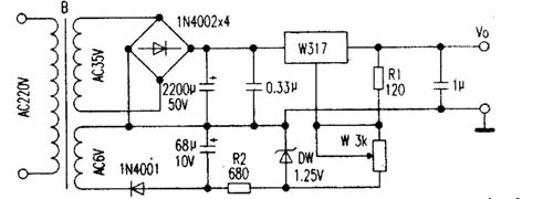 [图文]使W317稳压器从零伏起调