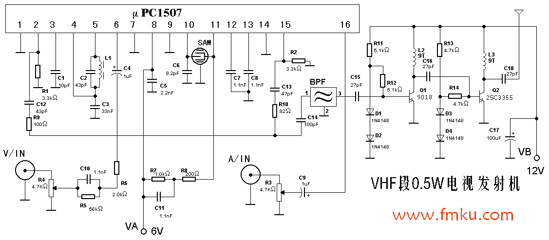 VHF段0.5W电视发射机