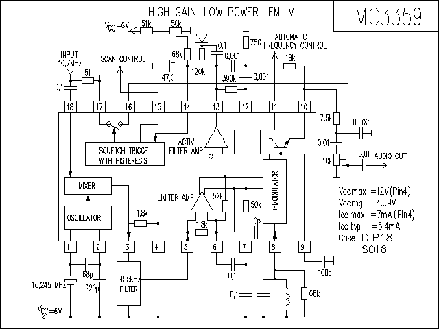 MC3359单片窄带频接收电路