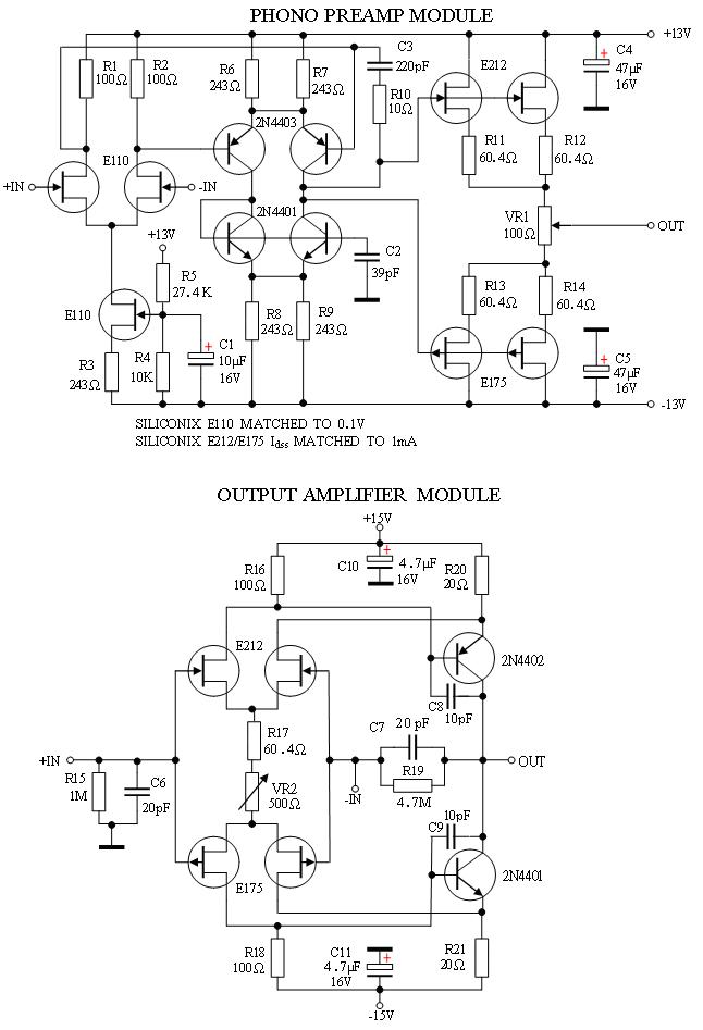 音频前置放大电路phono preamp module