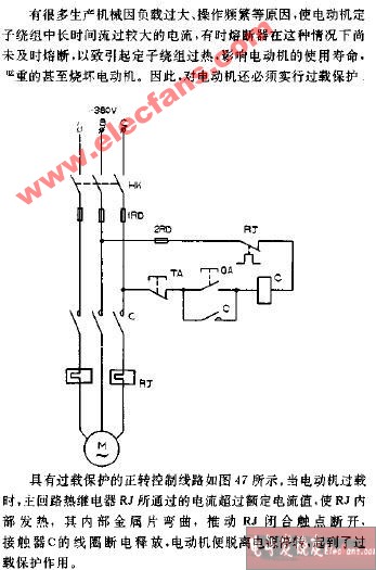 具有過載保護的電動機正轉控制電路圖