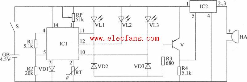 <b class='flag-5'>溫度</b><b class='flag-5'>報(bào)警</b>器<b class='flag-5'>電路圖</b>