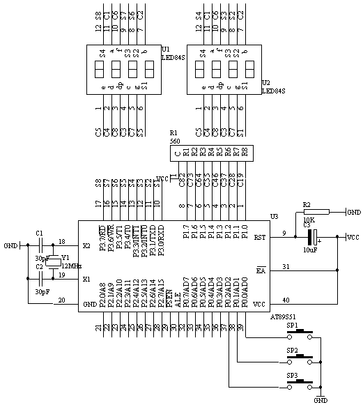 <b class='flag-5'>at89c51</b><b class='flag-5'>電子時鐘</b>電路圖和程序