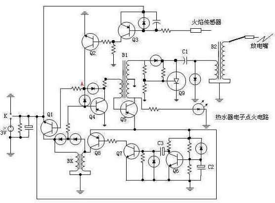 熱水器電子點火電路圖