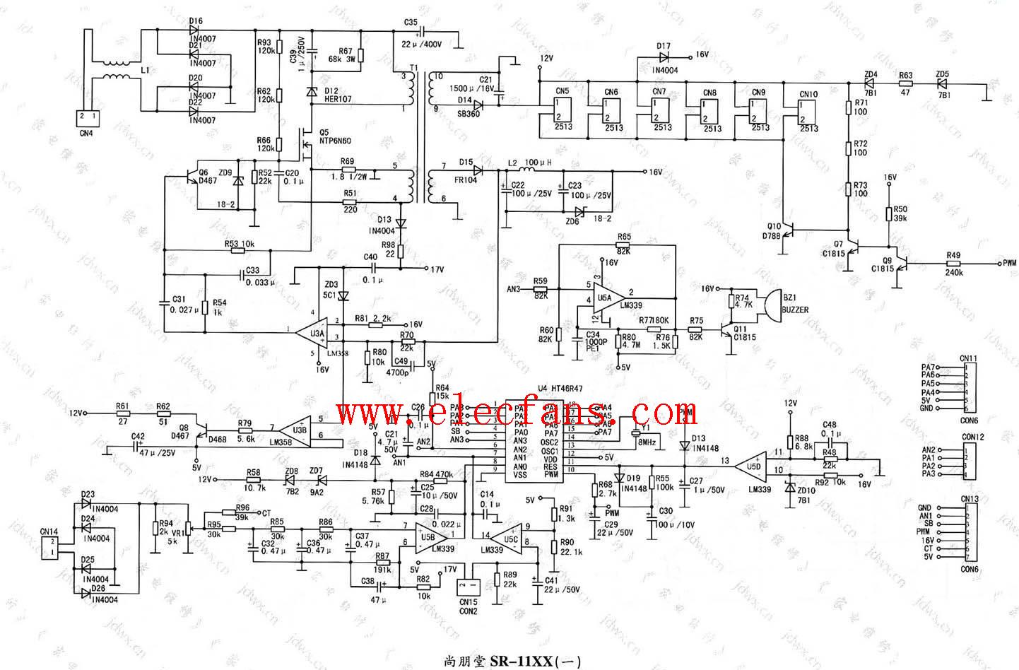 尚朋堂電磁爐電路圖SR-1602-11XX-1604