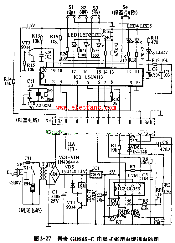 希贵电脑式电饭锅电路图GDS65-C型