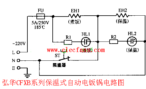 弘华保温式自动电饭锅电路图CFXB型