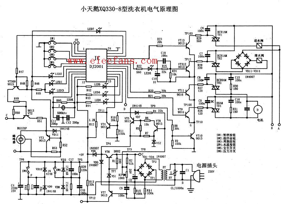 小天鵝洗衣機(jī)電路圖XQ330-8型