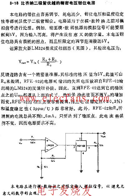 比齊納二極管優越的精密電壓鉗位電路圖