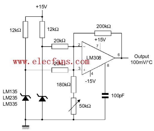 LM135溫差測量電路