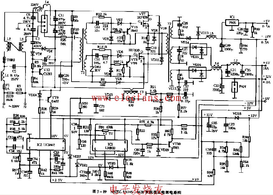 ASTEG SA145-3420微机稳压电源电路图
